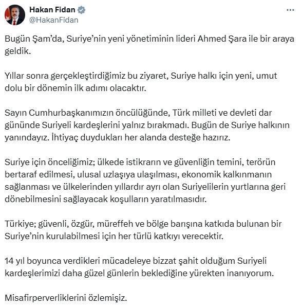 Dışişleri Bakanı Hakan Fidan: Suriye'de tarihin doğru tarafında yer aldık