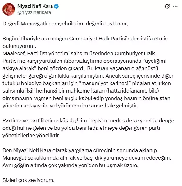 Manavgat Belediye Başkanı Niyazi Nefi Kara