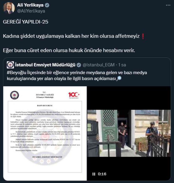 Beyoğlu'nda eğlence mekanında kadın müşterilere darp! Bakan Yerlikaya sessiz kalmadı
