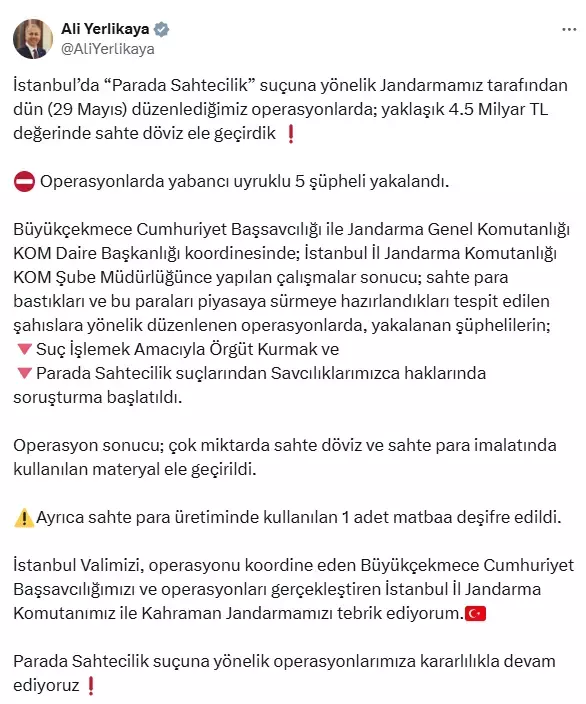 İstanbul'da dev operasyon: 4,5 milyar TL'lik sahte döviz ele geçirildi
