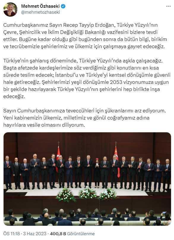 Cumhurbaşkanlığı Kabinesi'nin yeni bakanlarından art arda mesajlar