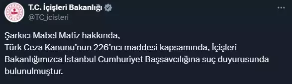 Şarkısıyla tartışma yaratan Mabel Matiz hakkında suç duyurusu