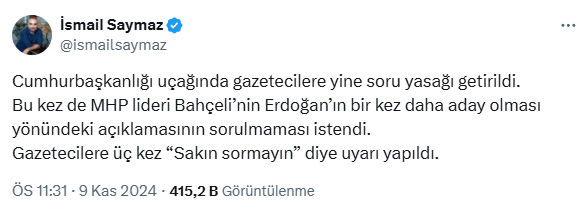 Cumhurbaşkanı Erdoğan'ın uçağında 'adaylık' sorusunun yasaklandığı iddia edildi