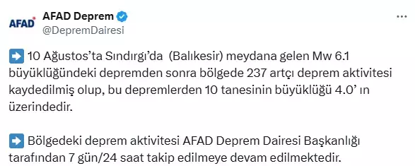 6.1 büyüklüğündeki deprem sonrası artçı sarsıntılar