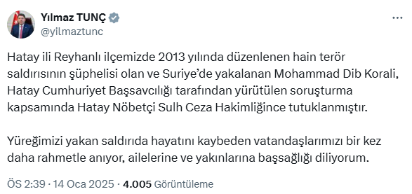 Reyhanlı saldırısının faili Muhammed Dib Koralı tutuklandı