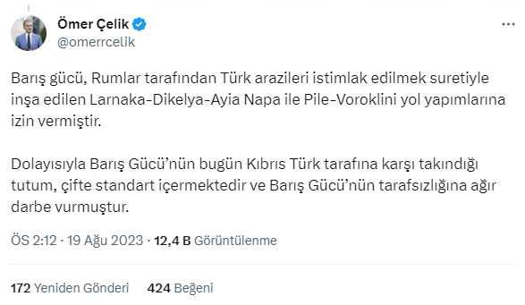 BM askerlerinin yol projesine müdahalesine AK Parti'den tepki: KKTC'nin egemenlik haklarına kimse saygısızlık yapamaz