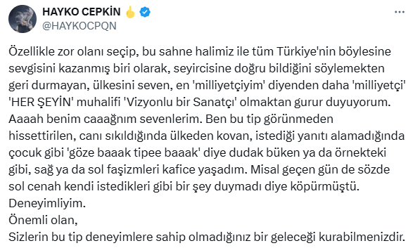 Hayko Cepkin'den Erdoğan'ın başdanışmanı Oktay Saral'a yanıt