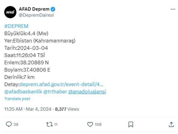 KAHRAMANMARAŞ'TA DEPREM | Depremin büyüklüğü ne?
