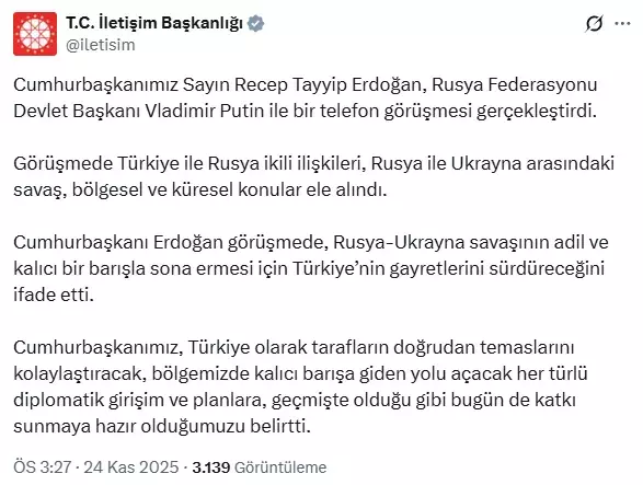 Erdoğan ile Putin telefonda görüştü! İşte zirveye damga vuran mesaj