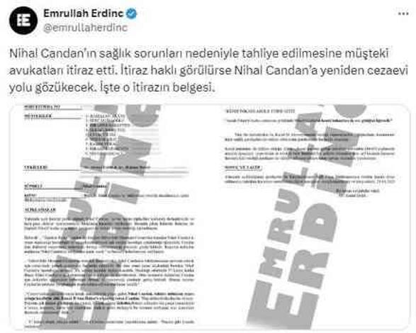 Nihal Candan'ın tahliyesine müşteki avukatlarından itiraz