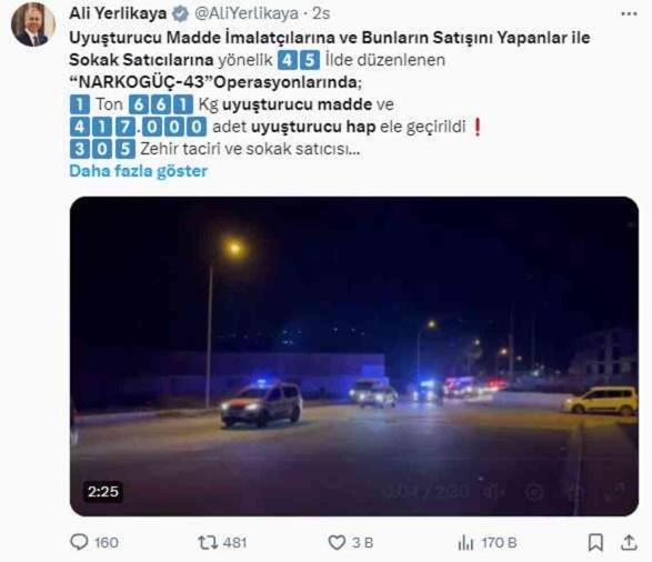 'Narkogüç-43' operasyonlarında 305 şüpheli yakalandı