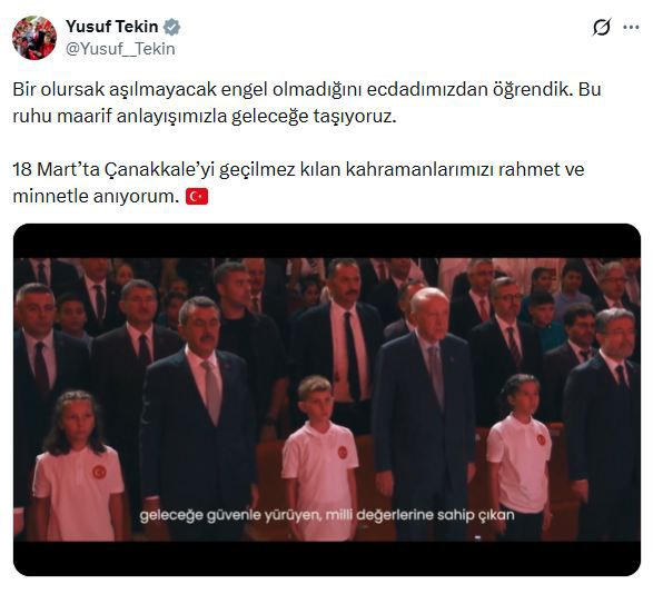 Bakan Tekin, 18 Mart mesajı paylaştı; herkes Atatürk detayına takıldı
