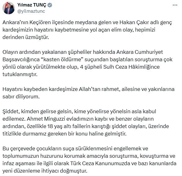 Bakan Tunç'tan suça sürüklenen çocuklarla ilgili 7 maddelik yeni düzenleme sinyali