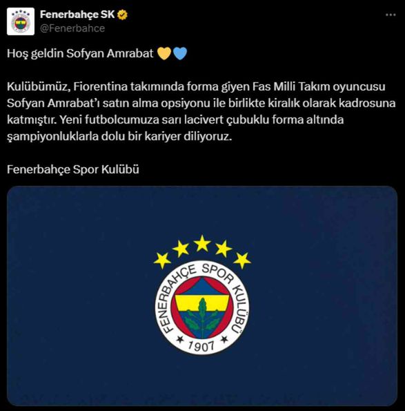 Fenerbahçe, Sofyan Amrabat'ı resmen açıkladı