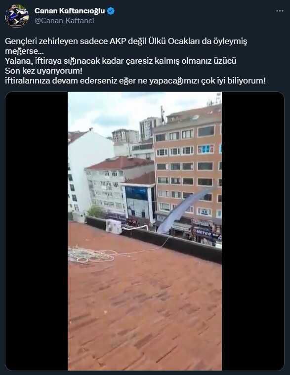 Ülkü Ocakları binasından Kılıçdaroğlu ve Akşener'e iftira pankartı
