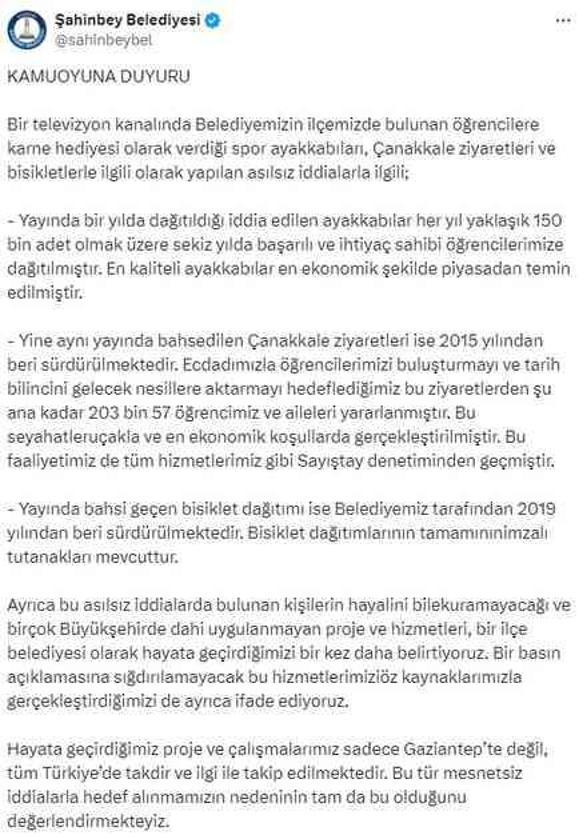 'Ayakkabı dağıtımı' ile ilgili iddialara Şahinbey Belediyesi'nden yanıt