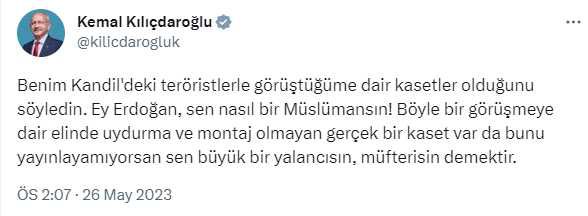 Kılıçdaroğlu'ndan Cumhurbaşkanı Erdoğan'a kaset tepkisi: Elinde var da yayınlamıyorsan sen büyük yalancısın