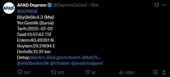 İSTANBUL'DA DEPREM Mİ OLDU? 2 Temmuz 2025 az önce deprem mi oldu, nerede, kaç şiddetinde? AFAD ve Kandilli Rasathanesi SON DAKİKA deprem listesi!