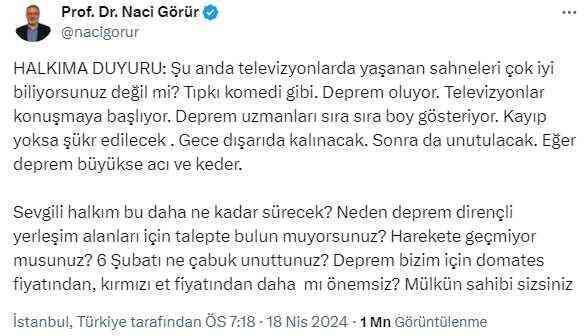 Prof. Dr. Naci Görür'den Tokat depremi sonrası dikkat çeken uyarı
