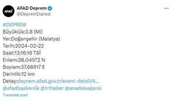 Malatya'da deprem mi oldu, kaç şiddetinde? 23 Şubat Malatya'da nerede deprem oldu?