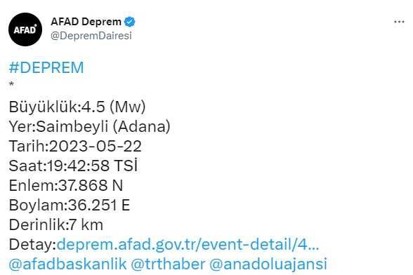 Son Dakika: Kahramanmaraş ve Adana'da peş peşe korkutan depremler