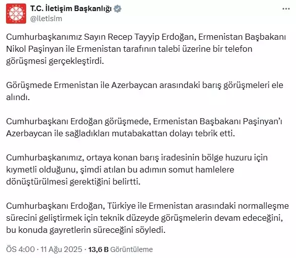 Kabine öncesi Erdoğan'dan sürpriz görüşme! Talep Ermenistan'dan geldi
