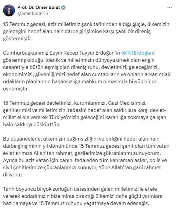 Siyasilerden 15 Temmuz mesajları: Darbeler dönemi bir daha açılmamak üzere kapanmıştır