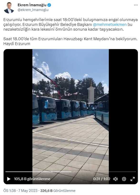 İmamoğlu, Erzurum'daki miting öncesi alanın halini paylaştı: Hemşerilerimle buluşmamıza engel olunmaya çalışılıyor