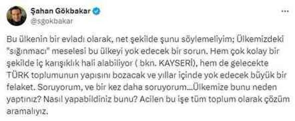 Şahan Gökbakar, sığınmacı meselesine sessiz kalamadı: Ülkeyi yok edecek ir sorun, çözüm aramalıyız