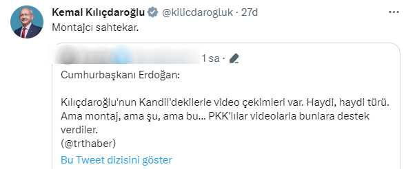 Kılıçdaroğlu'ndan Cumhurbaşkanı Erdoğan'ın 'Kandildekilerle videosu var' iddiasına çok sert tepki