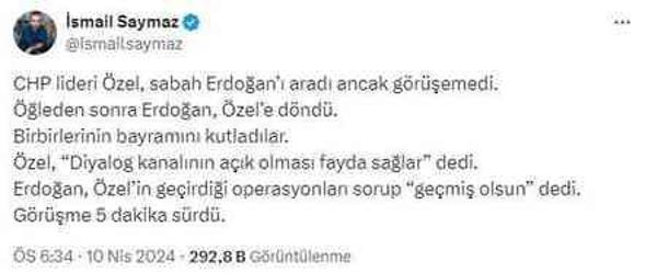 Cumhurbaşkanı Erdoğan ile Özgür Özel arasındaki telefon görüşmesinin detayları ortaya çıktı