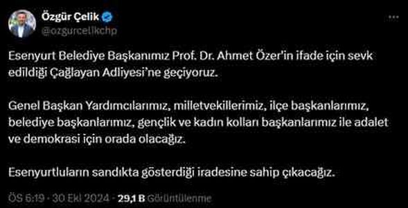 CHP'li başkandan Ahmet Özer için toplanma çağrısı