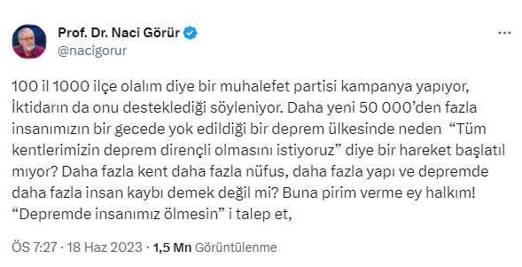 Bahçeli'nin '100 il' mesajı Naci Görür'ü kızdırdı: Bu depremde daha fazla insan kaybı demek