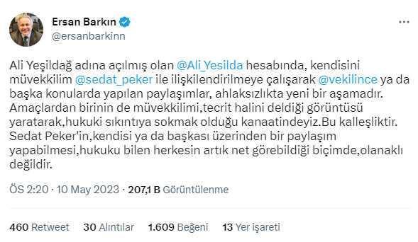Peker'in avukatından Ali Yeşildağ açıklaması: Müvekkilimi hukuki sıkıntıya sokmak istiyorlar, bu kalleşliktir