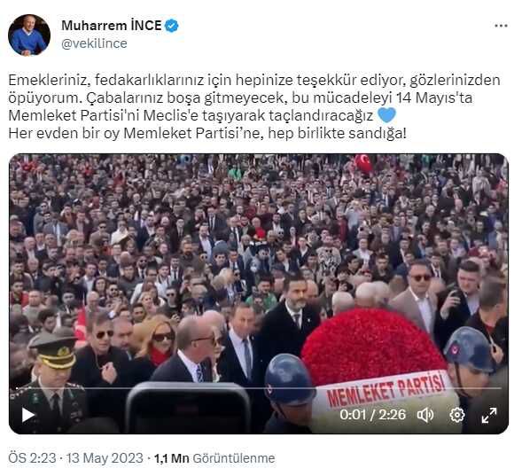 YSK'nın kararının ardından Muharrem İnce'den yeni paylaşım: Çabalarınız boşa gitmeyecek