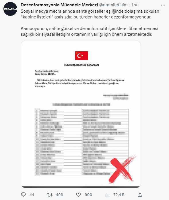 Cumhurbaşkanlığından internete düşen yeni Kabine listesiyle ilgili açıklama: Asılsızdır, haberler dezenformasyondur