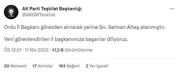 AK Parti'de 'İstifanın eşiğindeyiz' diyen Ordu İl Başkanı Halit Tomakin görevden alındı