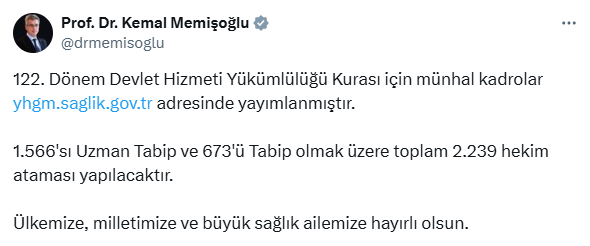 Yeni hekim atamaları duyuruldu! İşte detaylar...