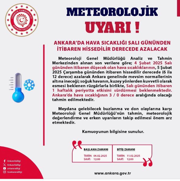 Ankara okullar tatil mi SON DAKİKA? 13 Şubat Perşembe Ankara okul yok mu (Ankara Valiliği Açıklaması – KAR TATİLİ)?