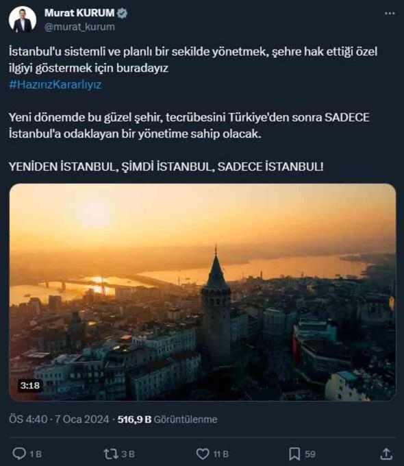 AK Parti'nin İstanbul adayı Murat Kurum'dan ilk mesaj