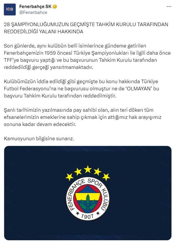 Fenerbahçe'den Dursun Özbek'in açıklamlarına jet hızında yanıt