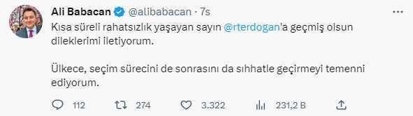 Canlı yayında rahatsızlanan Cumhurbaşkanı Erdoğan'a siyasilerden 'Geçmiş olsun' mesajı yağdı