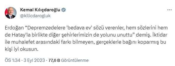 Erdoğan'ın 'Bedava ev sözü verenler şimdi yolunu unuttu' sözlerine Kılıçdaroğlu'ndan sert yanıt