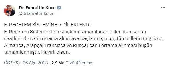 HDP'nin e-Reçete'ye yönelik Kürtçe tepkisine Sağlık Bakanı Fahrettin Koca'dan yanıt geldi