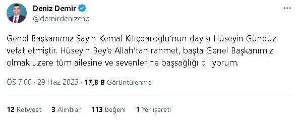 Hüseyin Gündüz kimdir, öldü mü, neden öldü? Kemal Kılıçdaroğlu'nun dayısı Hüseyin Gündüz kaç yaşında vefat etti?