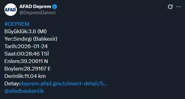 Balıkesir'de 5.1 büyüklüğünde deprem