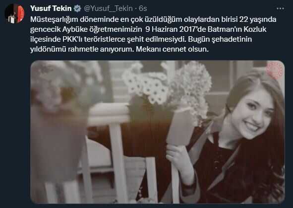 Cumhurbaşkanı Erdoğan, şehit öğretmen Aybüke Yalçın'ı andı