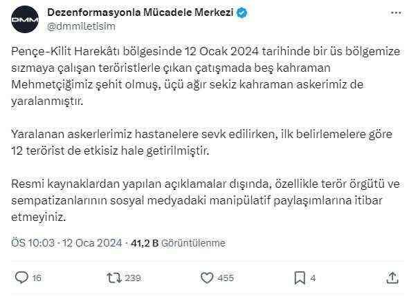 Şehit haberleri hakkında İletişim Başkanlığından vatandaşlara kritik uyarı: Yalnızca resmi açıklamalara itibar edelim
