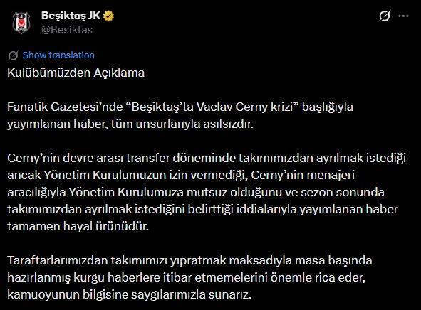 Cerny Beşiktaş'tan ayrılmak mı istiyor? Beşiktaş Cerny krizi nedir?