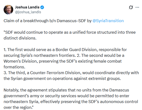 Şam yönetimi ve SDG entegrasyon görüşmeleri